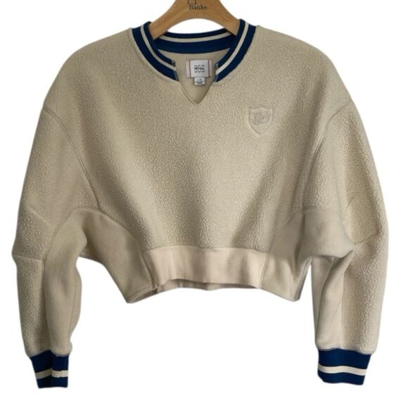 Urban Outfitters Tops - BDG Urban Outfitter Women's Size L Cropped Faux Fur VTG Sweatshirt Cream Striped